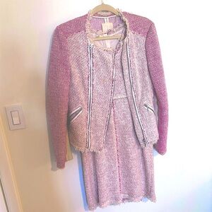 Rebecca Taylor rare Red/Cream Tweed Moto dress suit dress sz 4 jacket 8